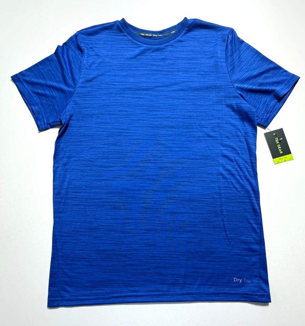Tek Gear Dry Tek Boys Blue Solid Logo Crew Neck Short Sleeve Tee 15-16 XL